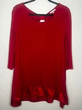 Ava James Red 3/4 Sleeve Tunic Top  2X beautiful color perfect for the holidays